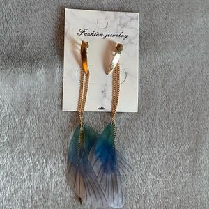 NWOT butterfly wing drop earrings